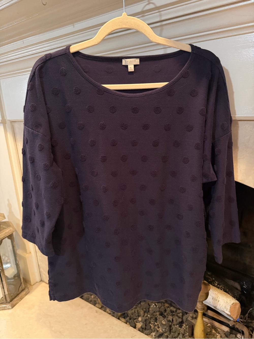Talbots Navy Textured Dot Scoop Neck Sweater size XL